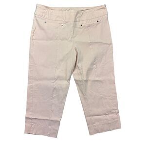 Darby + Luke Pants Womens 10 Pink Cropped Pull-On Stretch Preppy Business Slacks